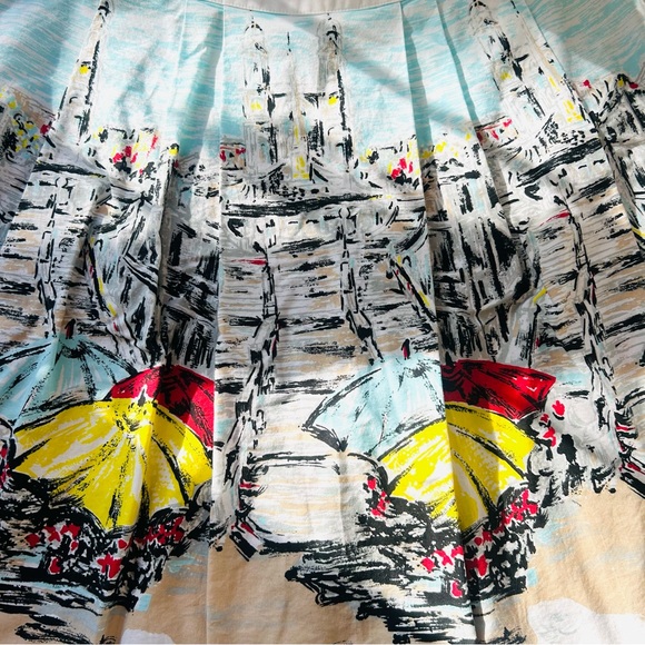 Bernardo Seascape Beach Umbrella Fit & Flare A-Line Skirt Retro Style Size 6 - Picture 4 of 5